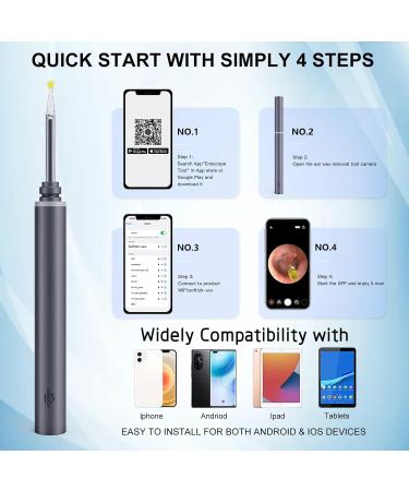 Ear Wax Removal Kit with Camera - 1296P Ear Cleaner & 8 Ear Picks for iOS/Android - Effective Ear Cleaning Solution - Buy Online on GoSupps.com