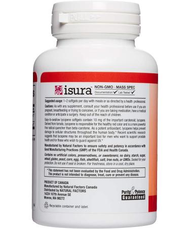 Natural Factors Lycopene 10mg - 60 Softgels | Antioxidant Support & Heart Health - Buy Online on GoSupps.com