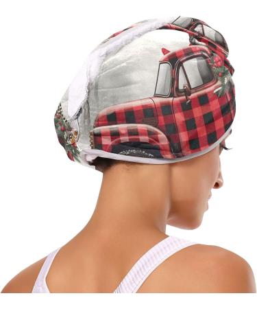 Buy Christmas Dwarf Red Black Plaid Hair Towels | Super Absorbent Quick Dry Hair Turbans - 2 Pack for Women & Girls - Buy Online on GoSupps.com