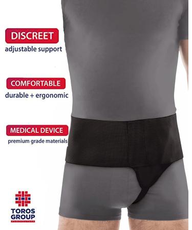 TOROS-GROUP Hernia Belt Support for Inguinal Hernias - X-Small Black Truss | Comfortable & Effective Relief International Shipping Available - Buy Online on GoSupps.com