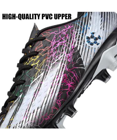 Roking Soccer Shoes for Men - Microfiber Cleats with Stollen Spikes for Artificial Turf & Outdoor Sports - Size 39 EU - Black - Buy Online on GoSupps.com