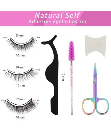 Leezead Self Adhesive Natural Look False Eyelashes - Waterproof Reusable Faux Mink Lashes Pack - Wispy Fake Eyelashes Kit with Tool - No Glue Needed - Buy Online on GoSupps.com