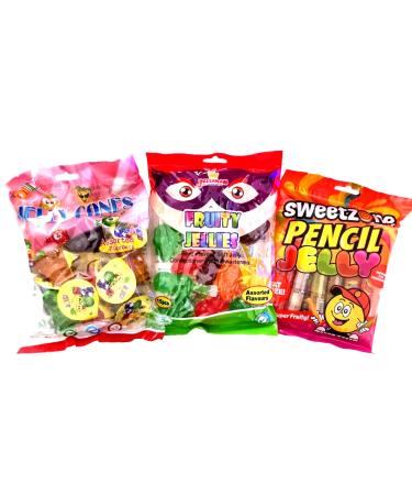 Fruity Jellies Fruit Jelly Straws & Jelly Cones. 3 Full Bags (40 pieces) of Tik Tok fun. Halal Vegetarians & Fat free.