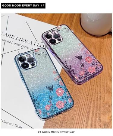 Tivenfezk Nadoli Glitter Diamond Case for Xiaomi Redmi Note 10 5G - Sparkle Flower Butterfly Soft Silicone Protective Cover - Glossy Blue Etui - Buy Online on GoSupps.com