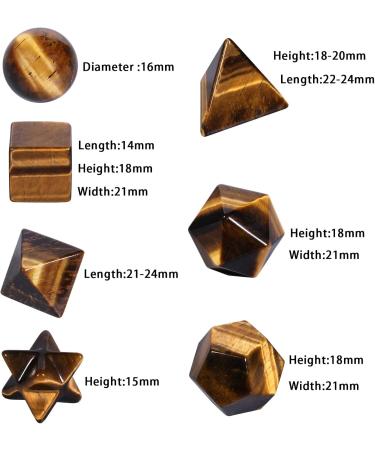 Nupuyai 7 Pieces Tiger Eye Platonic Solids Set | Sacred Geometry & Reiki Healing Crystals in Gift Box | Brown Healing Stones for Spiritual Growth - Buy Online on GoSupps.com