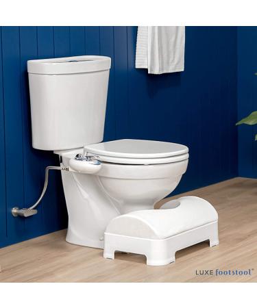 Luxe Comfort Soft Ergonomic Toilet Footstool | Adjustable 5-7 Inch Height | Removable Cushion | Waterproof PU Leather | White - Buy Online on GoSupps.com