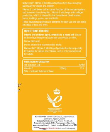 Natures Aid Mini Drops Vitamin C Powder for Infants & Children - 90g - Buy Online on GoSupps.com