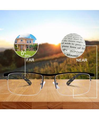 Unisex Progressive Multifocal Reading Glasses - Blue Light Filter Anti-Fatigue Computer Glasses for Men & Women - UV Protection Reduce Eye Load Presbyopia Readers 2.50x - Black - Buy Online on GoSupps.com