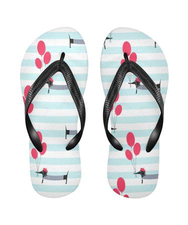 Mnsruu French dog balloon stripes puppy flop flops flip sandals home slippers hotel spa bedroom travel for men women xx-large