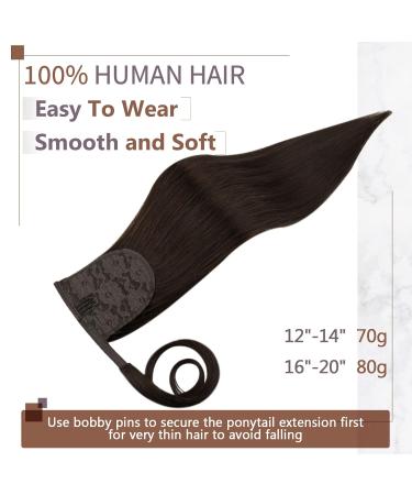 Runature Brown Braid Real Hair Ponytail Extension - 50cm Long #2 Darkest Brown 80g Remy Hair Extensions - Buy Online on GoSupps.com