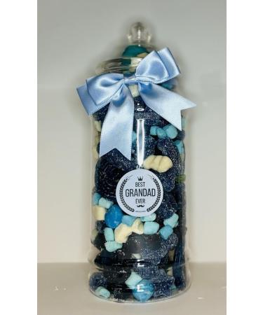 Best Grandad Ever Filled Blue Pick N Mix Gummy Sweet Victorian Jar Gift Present 970ml
