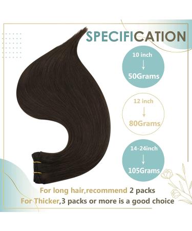 Full Shine 18 Straight Remy Hair Weft Extensions - Double Wefted Darker Brown #2 - 105g Full Head Sew in Weft Human Hair Bundles - Buy Online on GoSupps.com