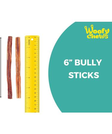 Woofy chews Standard Bully Sticks for Dogs 6 inch (Pack of 10) Single Ingredient Beef Pizzle with Low Natural Scent (Medium Dogs) - Buy Online on GoSupps.com