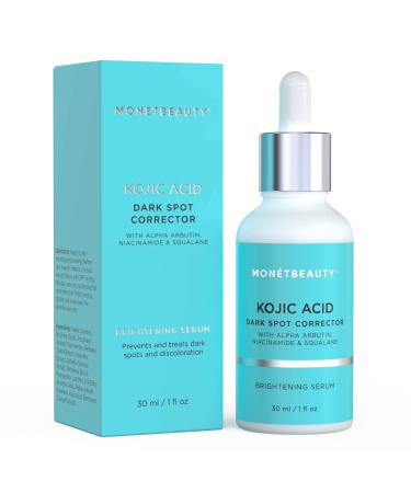 Mon tBeauty Kojic Acid Serum for Face and Body  Dark Spot Corrector with Alpha Arbutin  Niacinamide and Squalane  Treats Dark Spots  Discoloration and Acne Scars