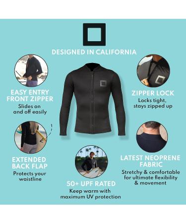 Men's X-Large 2mm Neoprene Wetsuit Top Jacket for Surfing & Snorkeling - Long Sleeve, Extended Back Flap, YKK Zipper - Buy Online on GoSupps.com