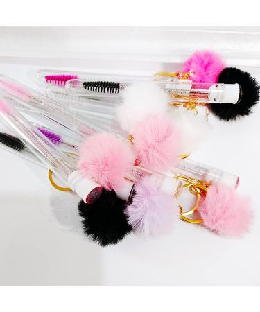 10PCS Tube Eyelash Eyebrow Brush Set with Gold Keychain & Glitter Mascara Wands - Perfect for Lash Extensions & Makeup Cleaning (Black - Buy Online on GoSupps.com