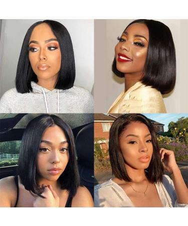AliPearl Brazilian Straight Human Hair U Part Bob Wig - 10 inch, 180% Density, Natural Black - for Black Women - Buy Online on GoSupps.com