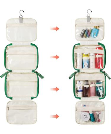 LACATTURA Hanging Toiletry Bag for Women - Large Leather Travel Makeup Organizer - Portable Waterproof Hygiene Bag in Green - Buy Online on GoSupps.com