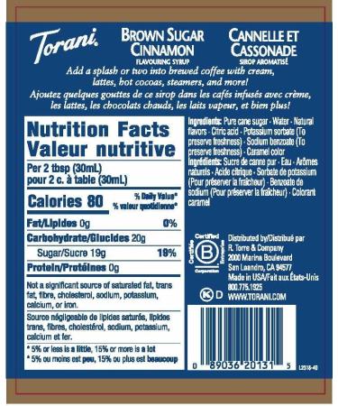 Torani Brown Sugar Cinnamon Syrup 750 ml - flavouring syrup for coffee tea soda cocktail etc. - Buy Online on GoSupps.com