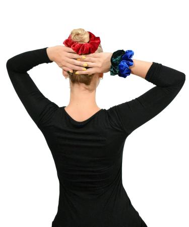 Emerald Green Velvet Hair Rubbers - Set of 2 | Stylish & Soft Hair Ties for All Hair Types - Buy Online on GoSupps.com