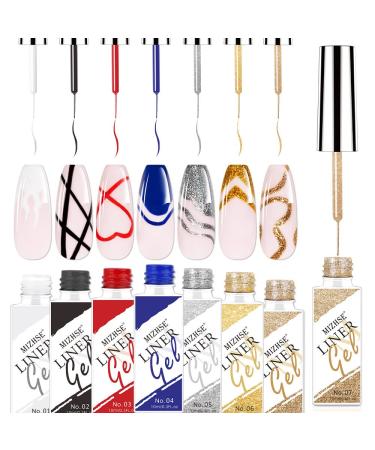 MIZHSE Nail Art Gel  Classic Painting Gel Art Liners Drawing Gel Nail Liner Polish Nail Wire Pulling Gel Kit DIY Line Art Gel UV LED Curing Requires Nail Painting Gel Polishes(Gel Liner Nail Art Polish Set) - Buy Online on GoSupps.com