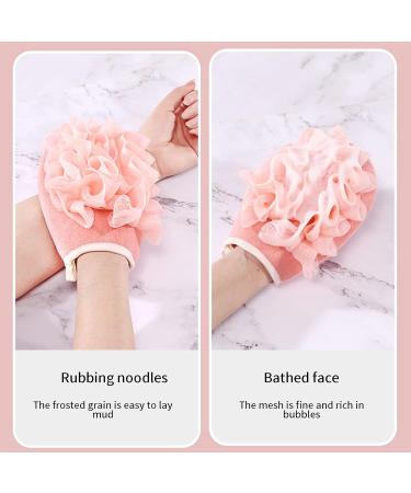 2PCS Pink Exfoliating Shower Gloves & Flower Bath Ball - Deep Cleaning Body Pad for Spa & Bathhouses - Buy Online on GoSupps.com