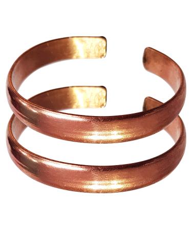 Copper Bracelet For Men & Women for Arthritis Relief  Pure Copper Bracelet Made with Solid Copper  Relief of Joint Pain, Arthritis, Joint Inflammation and Skin Allergies (Set of 2, Healing Plain) 2 Count (Pack of 1) Plai