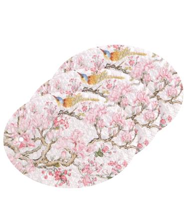3-Pack Cleaning Kitchen Sponges Oval Ink Bird and Peach Blossom Kitchen Cellulose Dishwashing Wood Pulp Cotton
