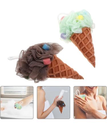 Kids Bath Shower Sponge Set - Exfoliating Loofah for Spa and Shower - Light Green Coffee - 2pcs - Buy Online on GoSupps.com
