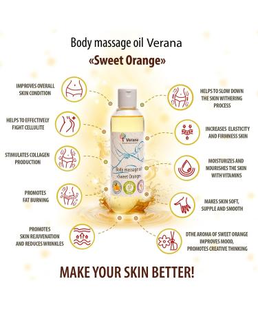 Verena Sweet Orange Massage Oil - Natural Body Oil for Rejuvenation Anti-Stress & Aromatherapy | 1L - Buy Online on GoSupps.com