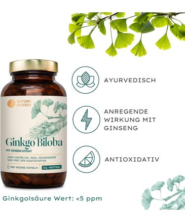 Natural Ginkgo Biloba 180 Capsules - 115mg Ginkgo & 40mg Ginseng | Vegan Certified & Sustainable Supplements - Buy Online on GoSupps.com