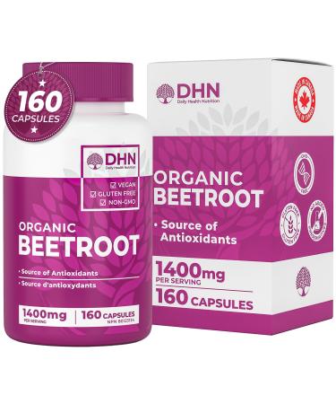 *BONUS SIZE* 160 Capsules of High Potency Organic Beetroot | 1 400mg per serving (700mg per capsule x2) | Energy Support | Antioxidant Support | A Natural Super Food | Canadian Made Quality Assured