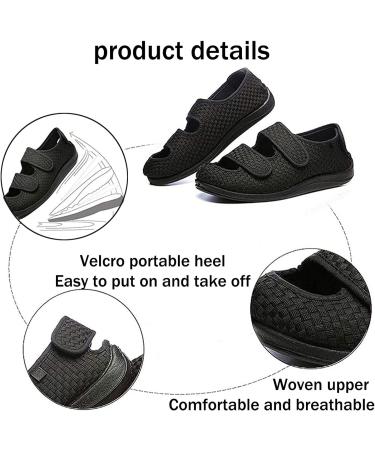 Women's Extra Wide Diabetic Orthopedic Sandals for Swollen Feet - Adjustable Velcro, Arthritis & Edema Footwear | Comfy Breathable Walking Slippers - Size 34, Black - Buy Online on GoSupps.com