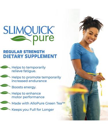 Slimquick Pure 3x Regular Strength Pills for Women - Metabolism Support, Water Weight Loss, Appetite Control - AlloPure Green Tea, Caffine, Caste Tree - 144 Capsules - Buy Online on GoSupps.com