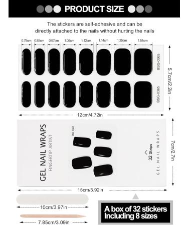 Kalolary 32PCS Waterproof Black Gel Nail Polish Strips | Adhesive Full Wrap Stickers with File and Stick | UV/LED Lamp Required - Buy Online on GoSupps.com