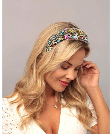 Baroque Rhinestone Padded Headband - Colorful Crystal Embellished Hairband for Women and Girls - Buy Online on GoSupps.com