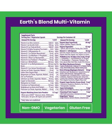 Paradise Herbs Earth's Blend One Daily Superfood Multi-Vitamin - No Iron, 60 Vegetarian Capsules - Buy Online on GoSupps.com