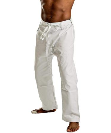 Ronin Heavyweight Karate Pants - 100% Cotton 12oz | Black, White, or Camouflage | Traditional Drawstring Waist | White Size 4 - Buy Online on GoSupps.com