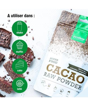 Purasana Organic cocoa powder - 200 g raw bitter cocoa without sugar vegan & certified organic - Buy Online on GoSupps.com
