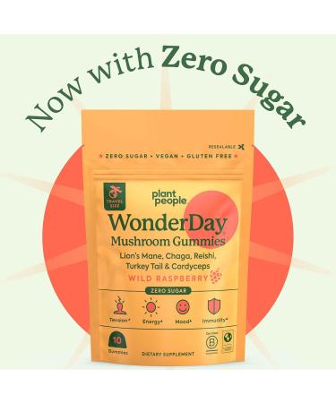 Plant People - WonderDay Mushroom Gummies Mini | Daily Gummy Multi Support for Whole Body Balance, Mood, De-Stress, Energy, Immune and Gut Health | Natural, Vegan, Non-GMO | Trial Size - Buy Online on GoSupps.com