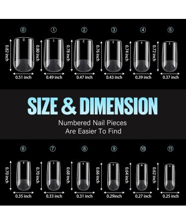 Tomicca 504 Piece Square Artificial Nail Tips - Full Cover Gel Tips for DIY Nail Art & Nail Studios - 12 Sizes French Short Tips - Buy Online on GoSupps.com