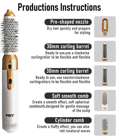 Buy MRY 5-in-1 Hot Air Comb - White & Gold | International Shipping Available - Buy Online on GoSupps.com