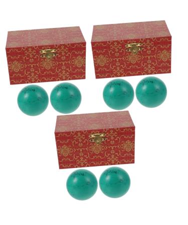 Frcolor 6 Stk turquoise handball baoding fitness ball balls turquoise -colored spherical spherical decorations relax fingers gift handicraft ball made of wood muscle muscle healthcare