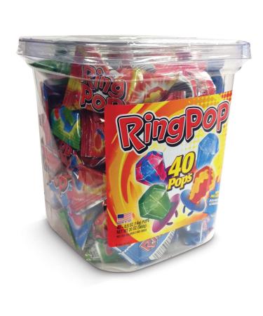 Ring Pop Hard Candy Pops, Variety Pack, 44 Count 40 Count (Pack of 1)