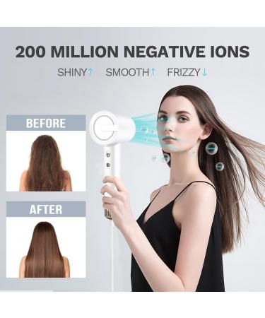 High-Speed Ionic Hair Dryer - 200 Million Negative Ions | 110 000 RPM Brushless Motor | Fast Drying & Low Noise | Magnetic Concentrator Nozzle (White) - Shop Internationally - Buy Online on GoSupps.com
