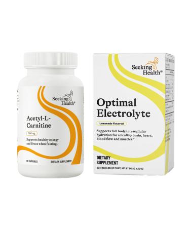 Seeking Health Acetyl-L-Carnitine & Optimal Electrolyte Sticks Lemonade Energy Brain & Mood Support with Lemonade Electrolyte Stick Packs (90 Capsules)