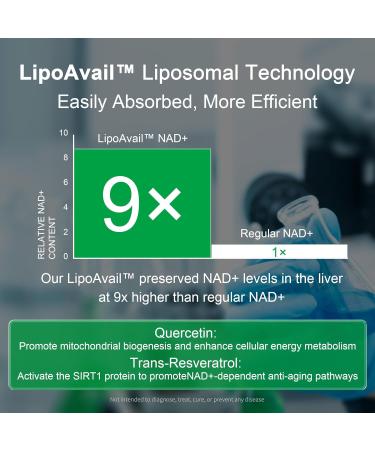 Liposomal NAD Supplement 300mg + Trans-Resveratrol & Quercetin Energy & Anti-Aging Support Boost NAD+ Levels - Vegan Pure NAD Resveratrol Supplement for Women & Men 120 Capsules - Buy Online on GoSupps.com