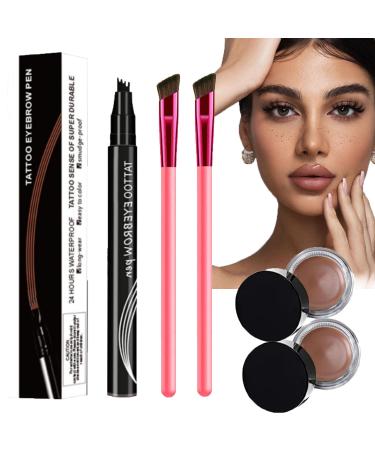 Anjoise Microblade Brow Pen Anjoice Microblade Brow Pen Waterproof Anjouze Brow Brush 4d Laminated Anjoise 4d Laminated Brow Home-Grooming Kit Anjoise Eyebrow Kit Laminated Eyebrow Kit (Light Brown)