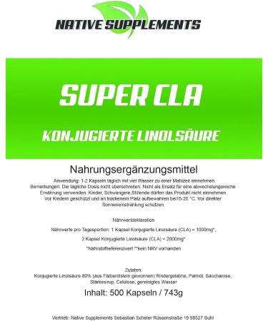 Super CLA 1000mg - 500 Softgel Capsules | High-Dose 80% Conjugated Linoleic Acid from Thistle Oil | Premium Dietary Supplement for Weight Management - Buy Online on GoSupps.com