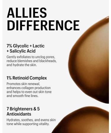 Allies of Skin Multi Acids & Retinoid Sleeping Facial | Exfoliating Overnight Glycolic Acid & AHA Peel | Resurfacing Anti-Aging Treatment For Fine Lines | Unclog Pores and Treat Blackheads 1.6 fl oz - Buy Online on GoSupps.com
